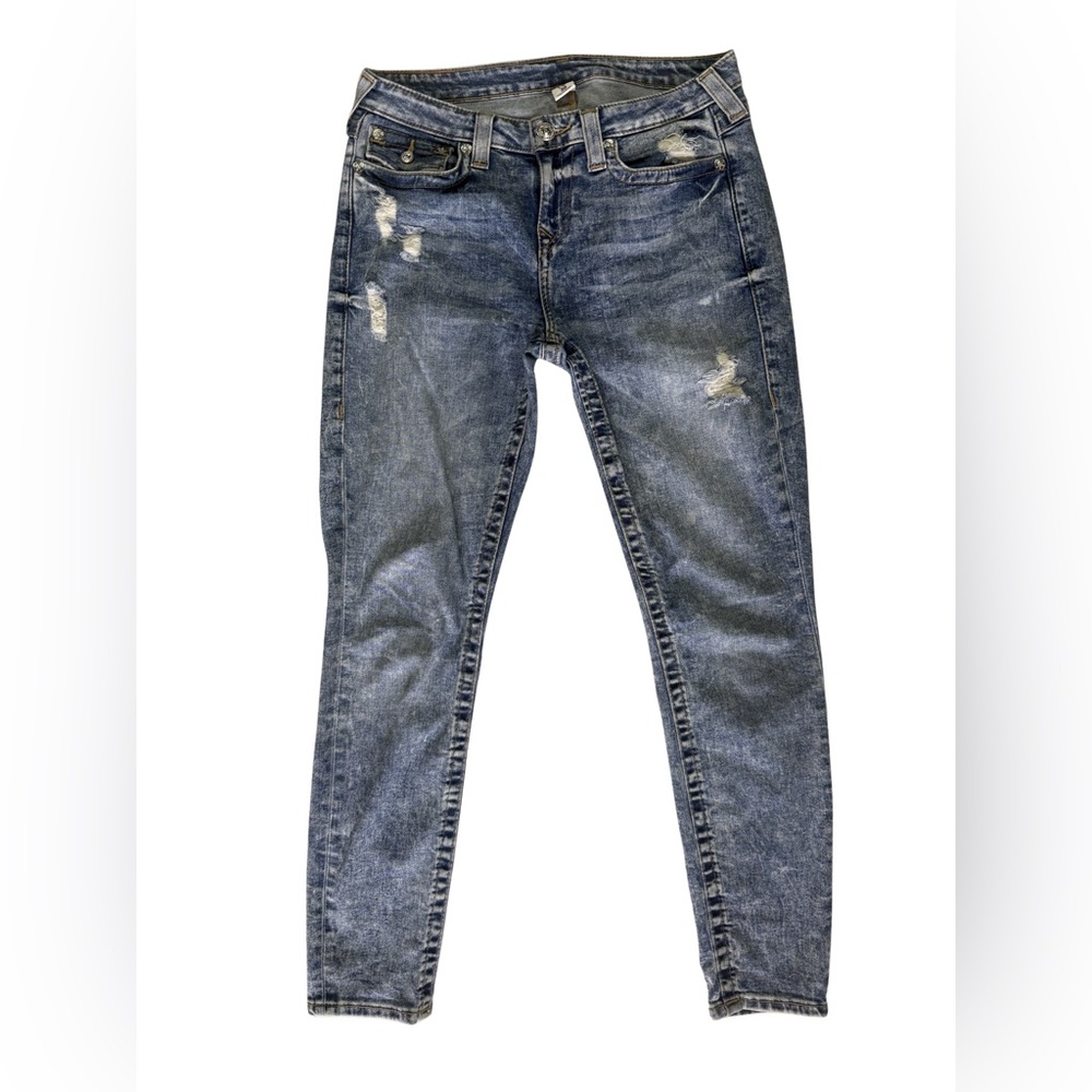 True Religion Women’s Distressed Blue Skinny Jeans
